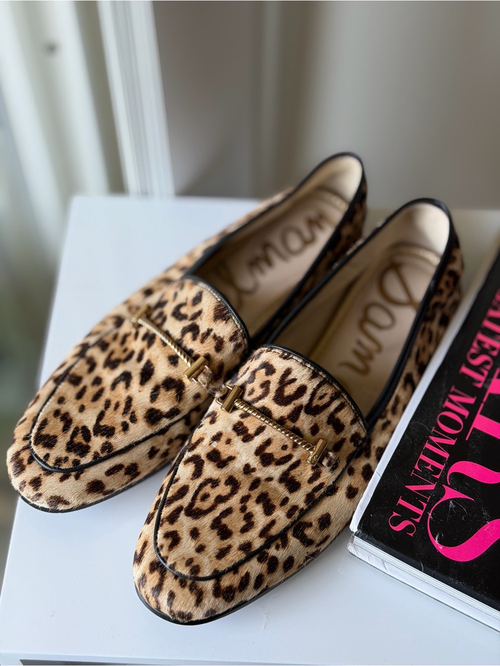 Sam Edelman Leopard Print Loafers with Gold Bit